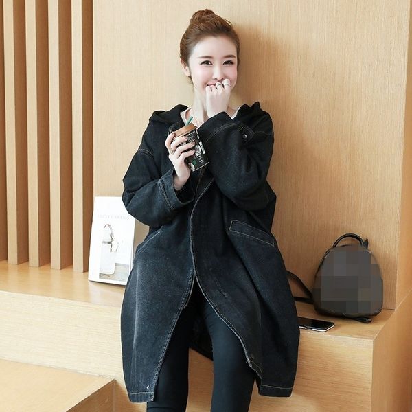 women's trench coats loose winter autumn thicken with hood denim vintage woman's coat long sleeve zipper windbreakers pockets oute, Tan;black
women's trench coats loose winter autumn thicken with hood denim vintage woman's coat long sleeve zipper windbreakers pockets oute, Tan;black