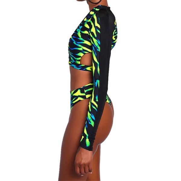 long sleeve womens swimsuit 2021 zipper african swimwear backless bathing suit high waist bikini set brazilian beachwear, White;black
long sleeve womens swimsuit 2021 zipper african swimwear backless bathing suit high waist bikini set brazilian beachwear, White;black