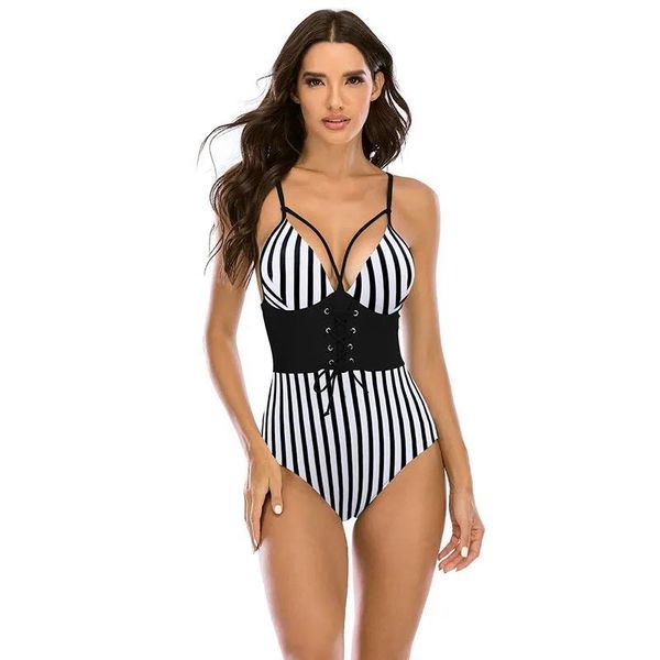 women swimsuit bikini set swimwear open back middle waist beachwear surf striped print solid color monokini floral deep v women's, White;black
women swimsuit bikini set swimwear open back middle waist beachwear surf striped print solid color monokini floral deep v women's, White;black