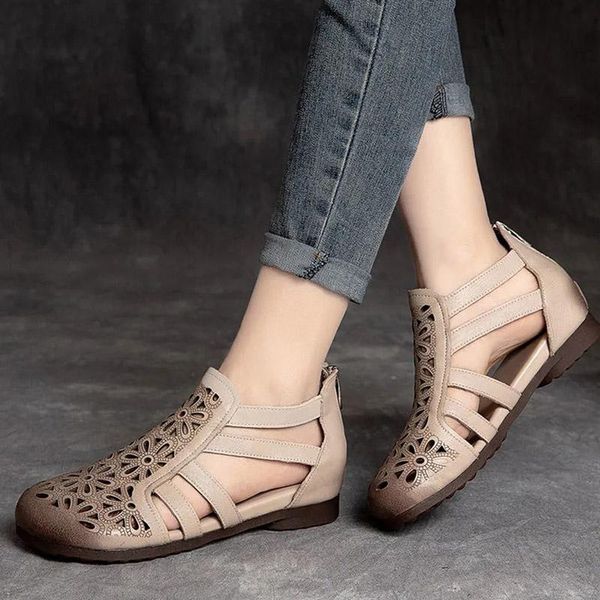 sandals summer leather retro soft bottom women's hollow casual ethnic style flat comfortable all-match shoes, Black
sandals summer leather retro soft bottom women's hollow casual ethnic style flat comfortable all-match shoes, Black