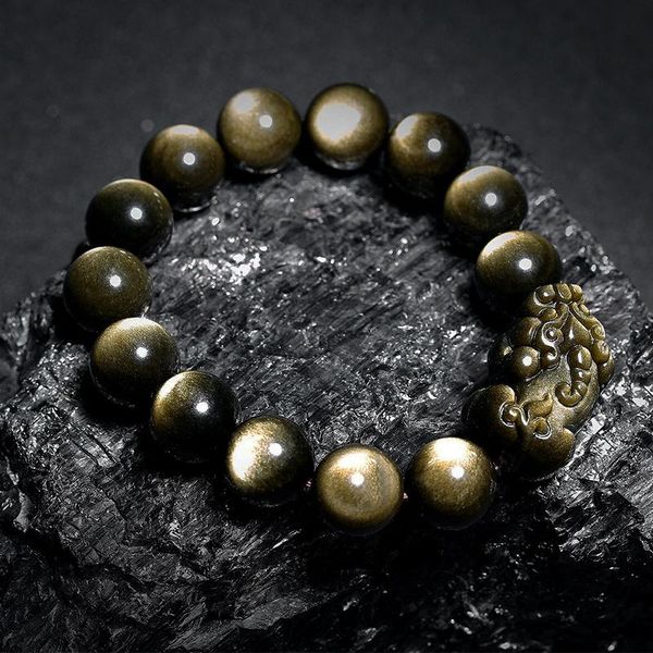 link, chain natural stone bracelet gold obsidian dragon pixiu beaded 8-16mm jewelry men women exorcise spirits stretch bracelets, Black
link, chain natural stone bracelet gold obsidian dragon pixiu beaded 8-16mm jewelry men women exorcise spirits stretch bracelets, Black