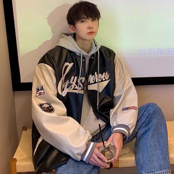 men's jackets houzhou leather jacket coat baseball varsity men sweatshirts tracksuit outerwear korean streetwear hip hop, Black;brown
men's jackets houzhou leather jacket coat baseball varsity men sweatshirts tracksuit outerwear korean streetwear hip hop, Black;brown