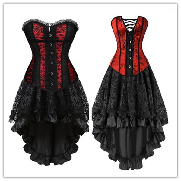 bustiers & corsets fashion gothic steampunk corset dress women costume goth burlesque overbust bustier with skirt set outfit, Black;white
bustiers & corsets fashion gothic steampunk corset dress women costume goth burlesque overbust bustier with skirt set outfit, Black;white