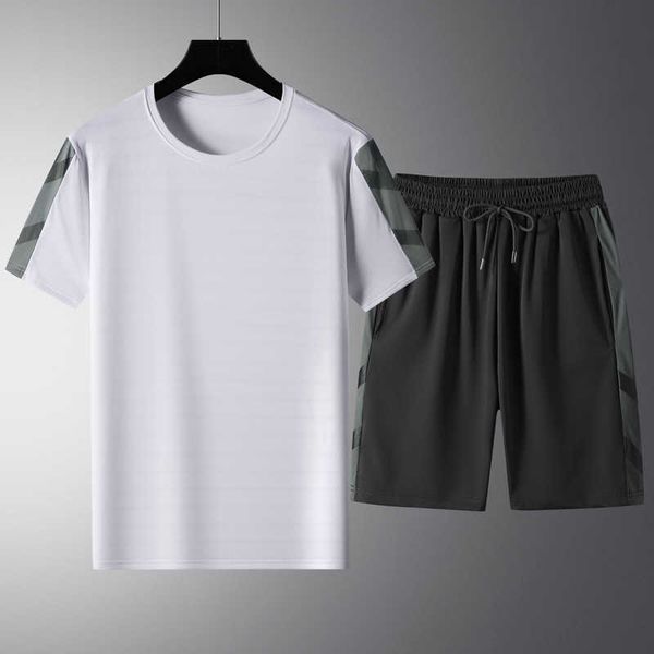 crew neck t-shirt men's s sports short sleeve ice silk pants nylon suit two piece set, Gray
crew neck t-shirt men's s sports short sleeve ice silk pants nylon suit two piece set, Gray