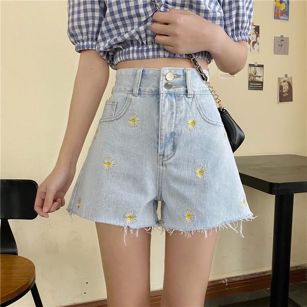 women's jeans 2021 summer denim shorts women harajuku floral embroidered loose high waist double button pants, Blue
women's jeans 2021 summer denim shorts women harajuku floral embroidered loose high waist double button pants, Blue