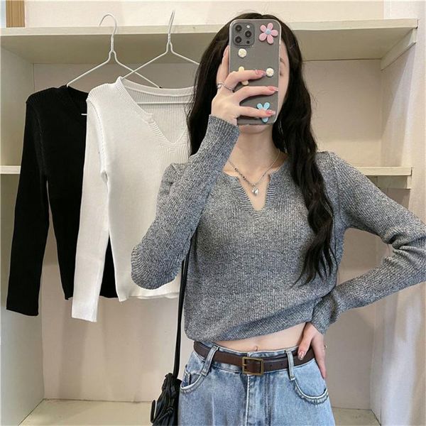 women's sweaters knitting t shirts pure color women long sleeve slim tees black white for casual v neck ribbed stripped y2k jumpers, White;black
women's sweaters knitting t shirts pure color women long sleeve slim tees black white for casual v neck ribbed stripped y2k jumpers, White;black