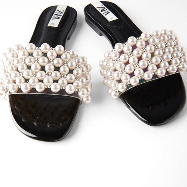 slippers zar summer pearl women's shoes round toe flat bottom open outer wear, Black
slippers zar summer pearl women's shoes round toe flat bottom open outer wear, Black