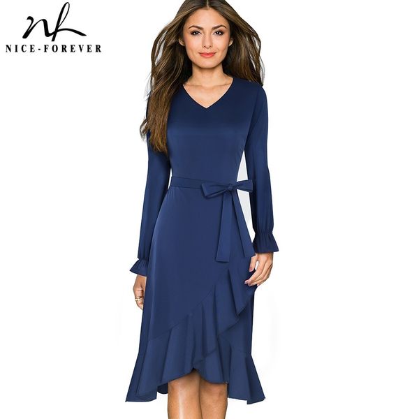 nice-forever autumn women retro elegant peplum dresses business formal party a-line dress btya184 210419, White
nice-forever autumn women retro elegant peplum dresses business formal party a-line dress btya184 210419, White