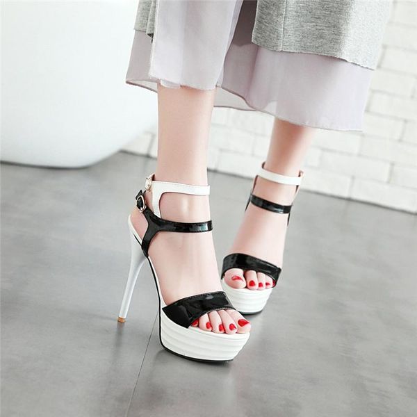 big size white red gothic extreme high heels platform sandals womens buckle heel lady party wedding shoes, Black
big size white red gothic extreme high heels platform sandals womens buckle heel lady party wedding shoes, Black