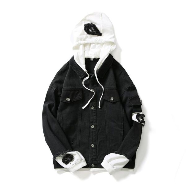 cotton jacket men hooded denim coat casual long-sleeved color matching streetwear men's clothing fake two-piece costume jackets, Black;brown
cotton jacket men hooded denim coat casual long-sleeved color matching streetwear men's clothing fake two-piece costume jackets, Black;brown