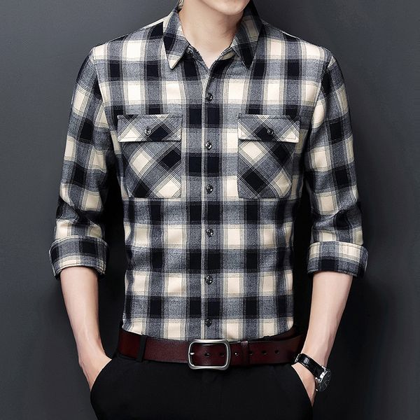 2021 korean long sleeve loose young plaid lapel spring and autumn fashion trend men's shirt, Black
2021 korean long sleeve loose young plaid lapel spring and autumn fashion trend men's shirt, Black