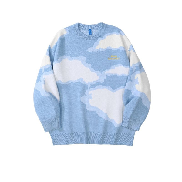 men's sweaters 2021 kpop clouds letter embroidery streetwear men hip hop knitted sweater blue casual women pullovers korean clothes for, White;black
men's sweaters 2021 kpop clouds letter embroidery streetwear men hip hop knitted sweater blue casual women pullovers korean clothes for, White;black