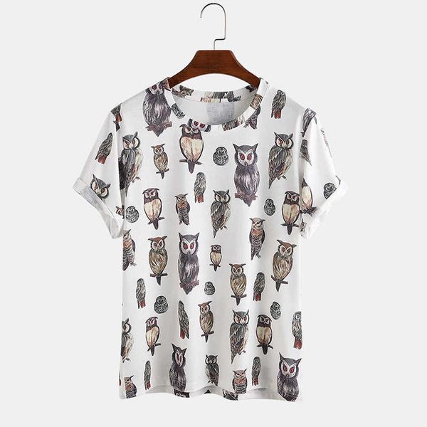 men fun cartoon owl print round neck casual short sleeve t-shirts fashion bird printed tshirt for mens tee 210527, White;black
men fun cartoon owl print round neck casual short sleeve t-shirts fashion bird printed tshirt for mens tee 210527, White;black