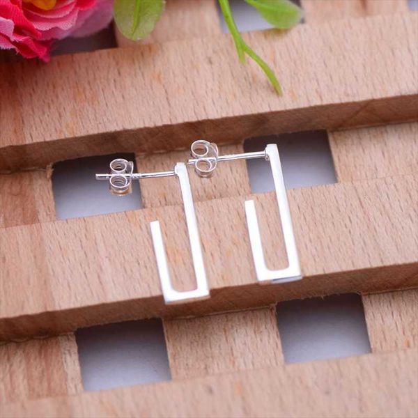 hoop & huggie real 925 sterling silver fashion simple rectangle earrings fine charm jewelry for women, Golden;silver 
hoop & huggie real 925 sterling silver fashion simple rectangle earrings fine charm jewelry for women, Golden;silver
