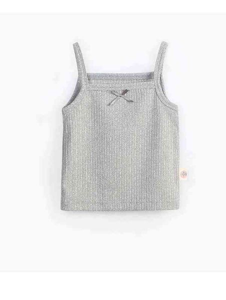 baby bow detail rib-knit cami she, Blue