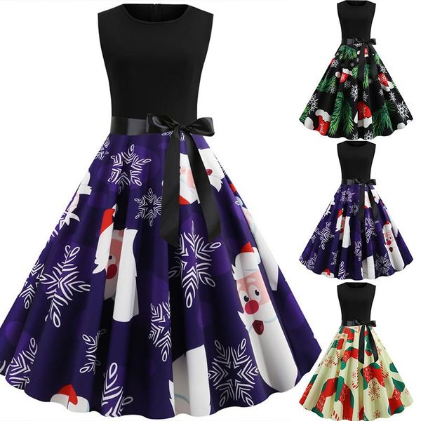 women's christmas fashion round neck sleeveless elegant party print dresses casual, Black;gray
women's christmas fashion round neck sleeveless elegant party print dresses casual, Black;gray