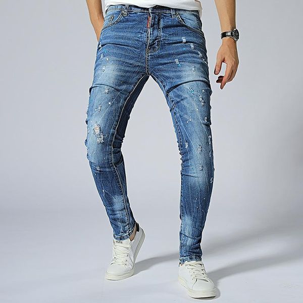 men's jeans elasticity men pencil solid color straight classic hole denim pants casual daily for office parties male slim fit cowboy t, Blue
men's jeans elasticity men pencil solid color straight classic hole denim pants casual daily for office parties male slim fit cowboy t, Blue