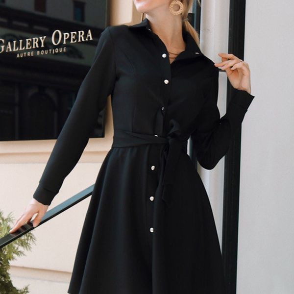 dresses women vintage front button sashes a-line party long sleeve turn down collar solid elegant autumn fashion dress, Black;gray
dresses women vintage front button sashes a-line party long sleeve turn down collar solid elegant autumn fashion dress, Black;gray