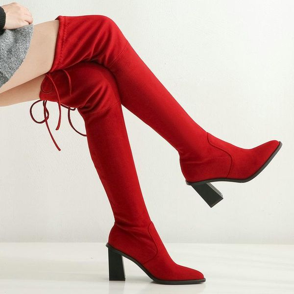 boots women faux suede stretch square high heel over the knee fashion slip on autumn winter shoes woman cross tied, Black
boots women faux suede stretch square high heel over the knee fashion slip on autumn winter shoes woman cross tied, Black
