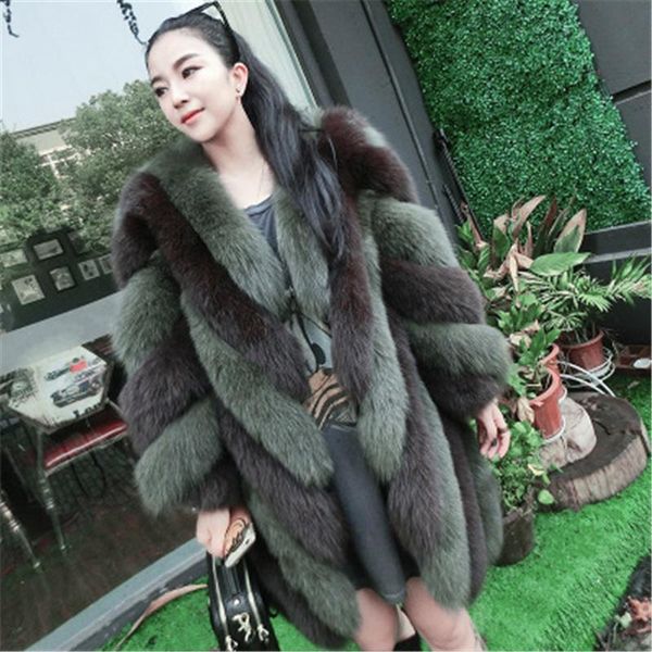 women's fur & faux mid-length imitated winter 2021 fashion style color stitching thick long-sleeved warm jacket trendy h187, Black
women's fur & faux mid-length imitated winter 2021 fashion style color stitching thick long-sleeved warm jacket trendy h187, Black