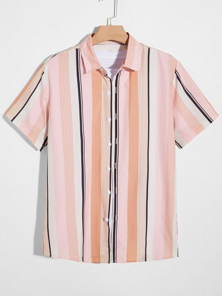 men vertical striped button up shirt x4de#, White;black
men vertical striped button up shirt x4de#, White;black