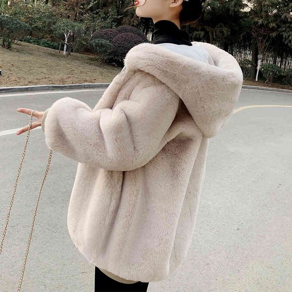 women's wool & blends autumn fur coat hooded korean loose long sleeve thick warm faux rabbit outerwear fashion winter wich, Black
women's wool & blends autumn fur coat hooded korean loose long sleeve thick warm faux rabbit outerwear fashion winter wich, Black