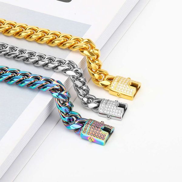 trendy hip hop cuban chain full diamond titanium bracelet gold plated with stainless steel men's hiphopgao bracelet, Black
trendy hip hop cuban chain full diamond titanium bracelet gold plated with stainless steel men's hiphopgao bracelet, Black