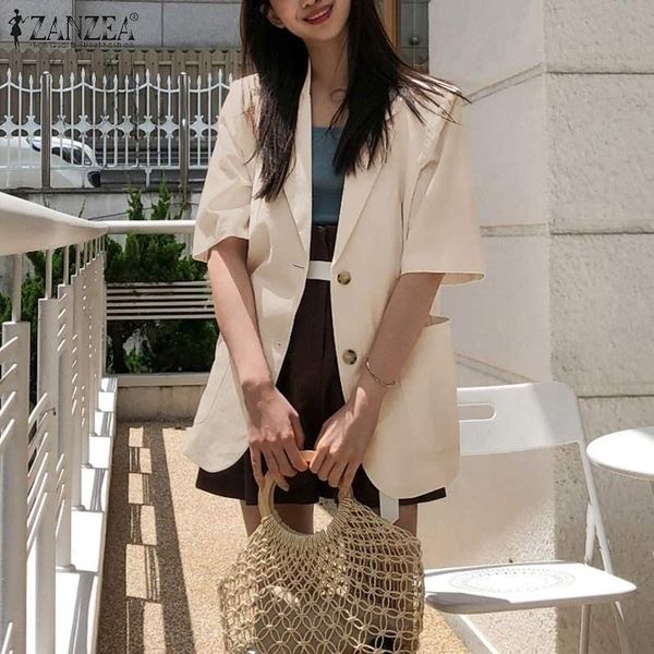 women's suits & blazers oversize summer thin coats 2022 elegant cotton blazer casual half sleeve outwears female single button overco, White;black
women's suits & blazers oversize summer thin coats 2022 elegant cotton blazer casual half sleeve outwears female single button overco, White;black
