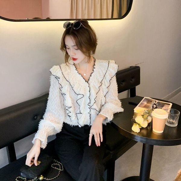 women's blouses & shirts 2021 autumn french retro hollow out shirt long sleeve chiffon for women.kio, White
women's blouses & shirts 2021 autumn french retro hollow out shirt long sleeve chiffon for women.kio, White