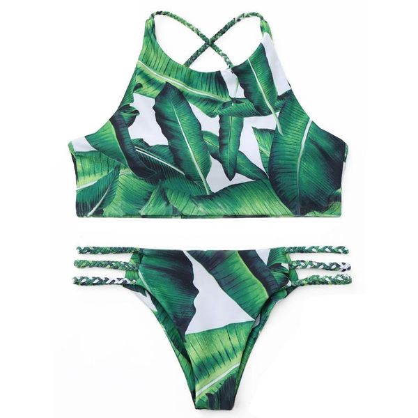 women's swimwear 2piece sets green women bikini floral leaf print cross sport swimsuit beach push up suits woman bodysuit, White;black
women's swimwear 2piece sets green women bikini floral leaf print cross sport swimsuit beach push up suits woman bodysuit, White;black