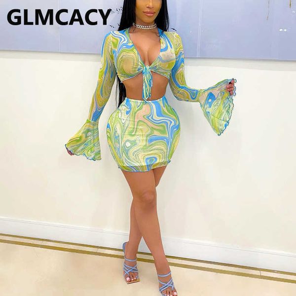 two piece abstract printed mesh dress suits flare sleeve tie front crop & bodycon skirt set 210702, White
two piece abstract printed mesh dress suits flare sleeve tie front crop & bodycon skirt set 210702, White