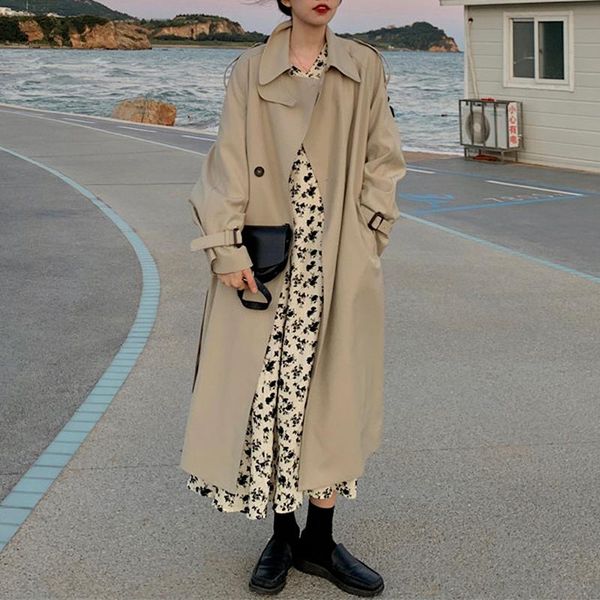 women's trench coats elegant turn-down collar fall long 2021 lace up single breasted windbreaker vintage slim waist all match autumn co, Tan;black
women's trench coats elegant turn-down collar fall long 2021 lace up single breasted windbreaker vintage slim waist all match autumn co, Tan;black