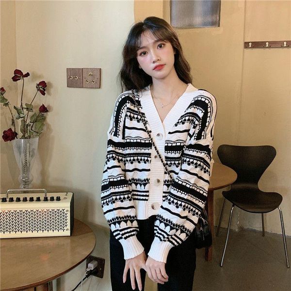 women's knits & tees women striped cardigans girls vintage v neck single breasted long sleeve knitted sweaters button loose fashion aut, White
women's knits & tees women striped cardigans girls vintage v neck single breasted long sleeve knitted sweaters button loose fashion aut, White