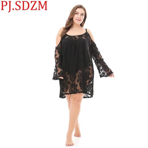 casual dresses summer large size women beach dress overall black lace loose knee-length flare sleeve slash neck lady xl-3xl, Black;gray
casual dresses summer large size women beach dress overall black lace loose knee-length flare sleeve slash neck lady xl-3xl, Black;gray