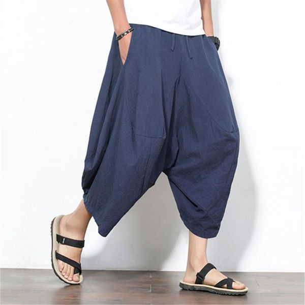 men's pants summer linen harem oversized 5xl hip-hop cropped trousers vintage wide-leg sarouel pantalon, Black
men's pants summer linen harem oversized 5xl hip-hop cropped trousers vintage wide-leg sarouel pantalon, Black