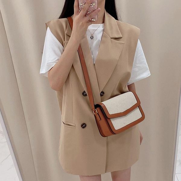 women's vests korean chic early autumn french temperament suit collar double breasted loose pocket cardigan vest jacket women, Black;white
women's vests korean chic early autumn french temperament suit collar double breasted loose pocket cardigan vest jacket women, Black;white