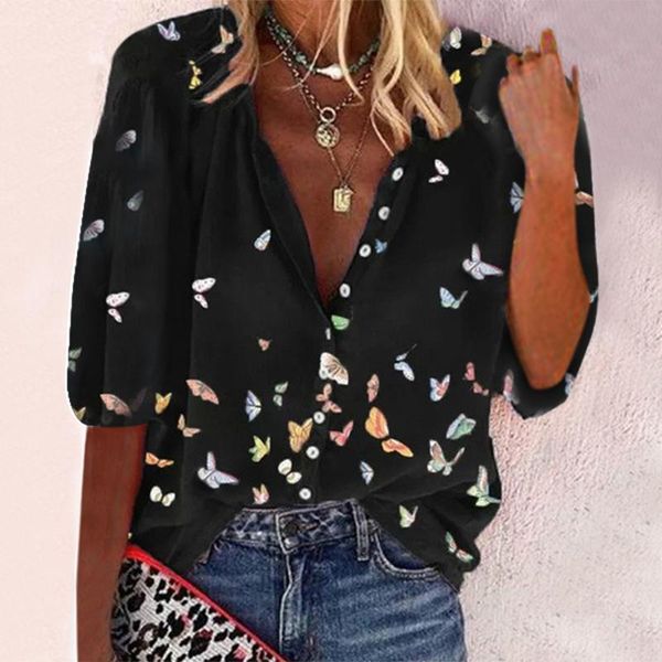 women's blouses & shirts feitong women fashion trend clothing loose casual half sleeve butterfly printed tunic blusas muje, White
women's blouses & shirts feitong women fashion trend clothing loose casual half sleeve butterfly printed tunic blusas muje, White