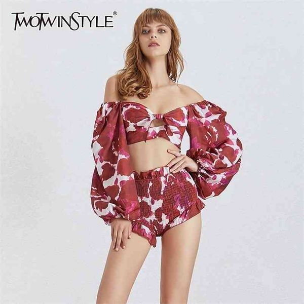 twotyle print beach women suit square neck lantern sleeve hollow out crop high waist shorts two piece set female 210721, White
twotyle print beach women suit square neck lantern sleeve hollow out crop high waist shorts two piece set female 210721, White