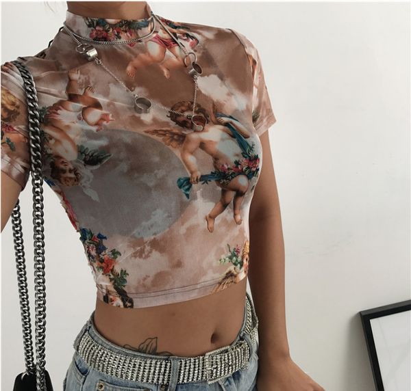 fashion trend style women see-through mesh fishnet t-shirt crop angel printed fashion summer autumn party causal wear, White
fashion trend style women see-through mesh fishnet t-shirt crop angel printed fashion summer autumn party causal wear, White