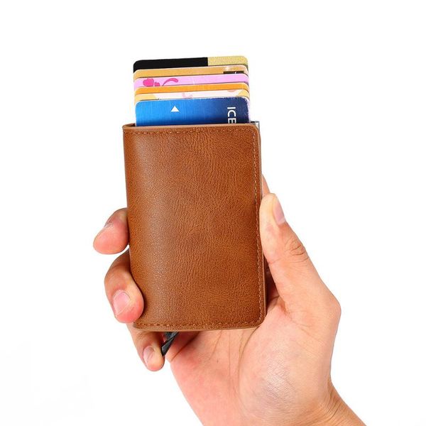 card holders men women smart wallets credit bank holder fashion purse aluminum alloy business casual mini wallet brand pu purses, Brown;gray
card holders men women smart wallets credit bank holder fashion purse aluminum alloy business casual mini wallet brand pu purses, Brown;gray