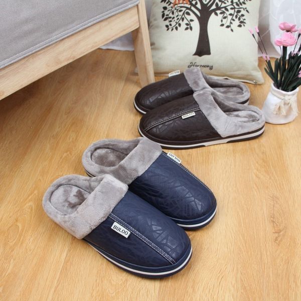 autumn and winter men's fattening plus size leather waterproof home warm non slip thick bottom cotton slippers floor, Black
autumn and winter men's fattening plus size leather waterproof home warm non slip thick bottom cotton slippers floor, Black