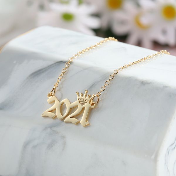 1980-2021 clavicle chain stainless steel year crown digital pendant necklace women's gift, Silver
1980-2021 clavicle chain stainless steel year crown digital pendant necklace women's gift, Silver