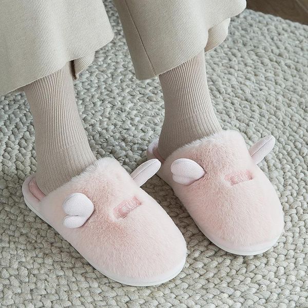 women's warm plush home slippers cute antlers lovers indoor shoes non-slip soft comfort flats women cotton, Black
women's warm plush home slippers cute antlers lovers indoor shoes non-slip soft comfort flats women cotton, Black