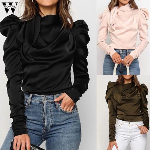 women's blouses & shirts womail ladies satin bow neck long sleeve outwear shirt blouse elegant pleated solid soft clothes o24, White
women's blouses & shirts womail ladies satin bow neck long sleeve outwear shirt blouse elegant pleated solid soft clothes o24, White