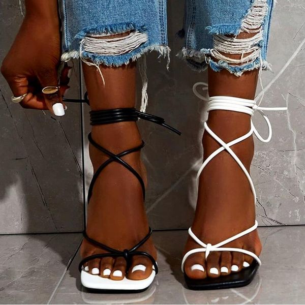 sandals women lace-up high heel black and white women's square toe open-toe 2021 cross party shoes
sandals women lace-up high heel black and white women's square toe open-toe 2021 cross party shoes
