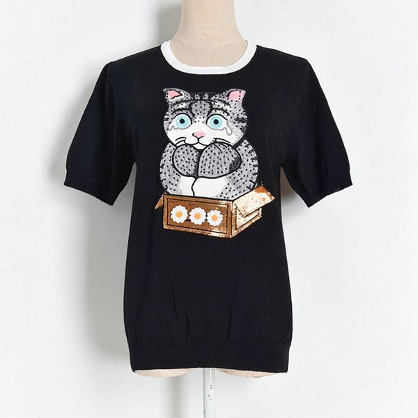 women's t-shirt brand women clothes summer patch sequins daisy cartoon cat sweater short sleeve casual t-shirt female white black yo2n
women's t-shirt brand women clothes summer patch sequins daisy cartoon cat sweater short sleeve casual t-shirt female white black yo2n