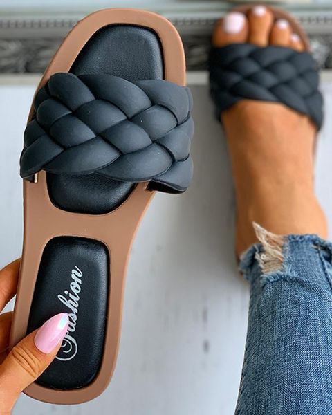 slippers summer 2021 trend braided women flat outdoor weave slides rubber sole open toe beach casual sandals ladies cozy shoes, Black
slippers summer 2021 trend braided women flat outdoor weave slides rubber sole open toe beach casual sandals ladies cozy shoes, Black