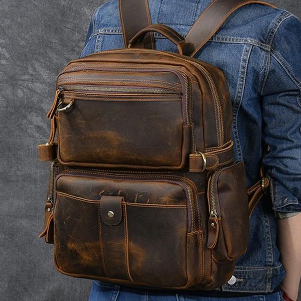 backpack retro crazy horse leather men's lapbag multi-pocket schoolbag men travel backpacks shoulder bags cowhide vintage
backpack retro crazy horse leather men's lapbag multi-pocket schoolbag men travel backpacks shoulder bags cowhide vintage