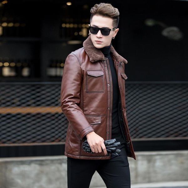 men's leather & faux ayunsue genuine jacket men autumn winter real cow coat wool collar slim cowhide down 2021 t0513 kj3453, Black
men's leather & faux ayunsue genuine jacket men autumn winter real cow coat wool collar slim cowhide down 2021 t0513 kj3453, Black