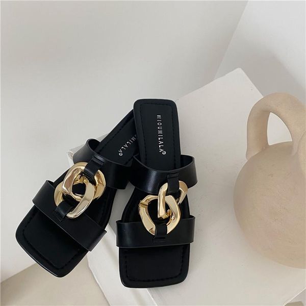 slippers 2021 fashion gold chain design women open sqaure toe silp on mules shoes flat heels casual sandals slides flip flop, Black
slippers 2021 fashion gold chain design women open sqaure toe silp on mules shoes flat heels casual sandals slides flip flop, Black